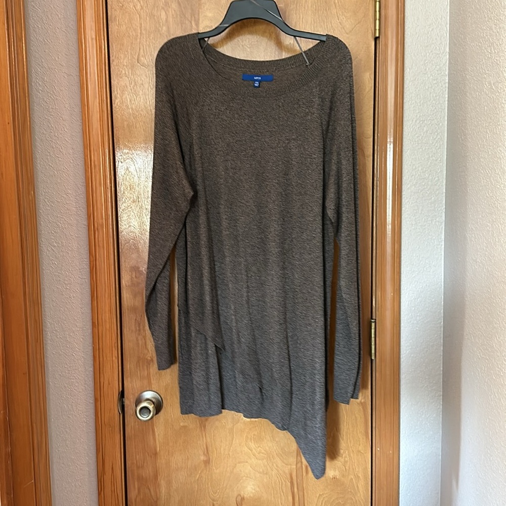 XXL APT 9 asymmetric tunic sweater black brown marble